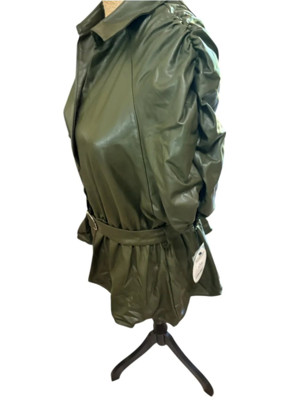 Scoop Women's Faux Leather Belted Peplum Top Women’s Size L (12/14) NWT - Picture 5 of 9